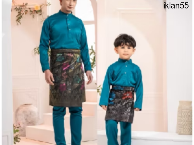 Baju Melayu 1 Set Untuk Ayah Dan Anak 1 jenis 1 warna